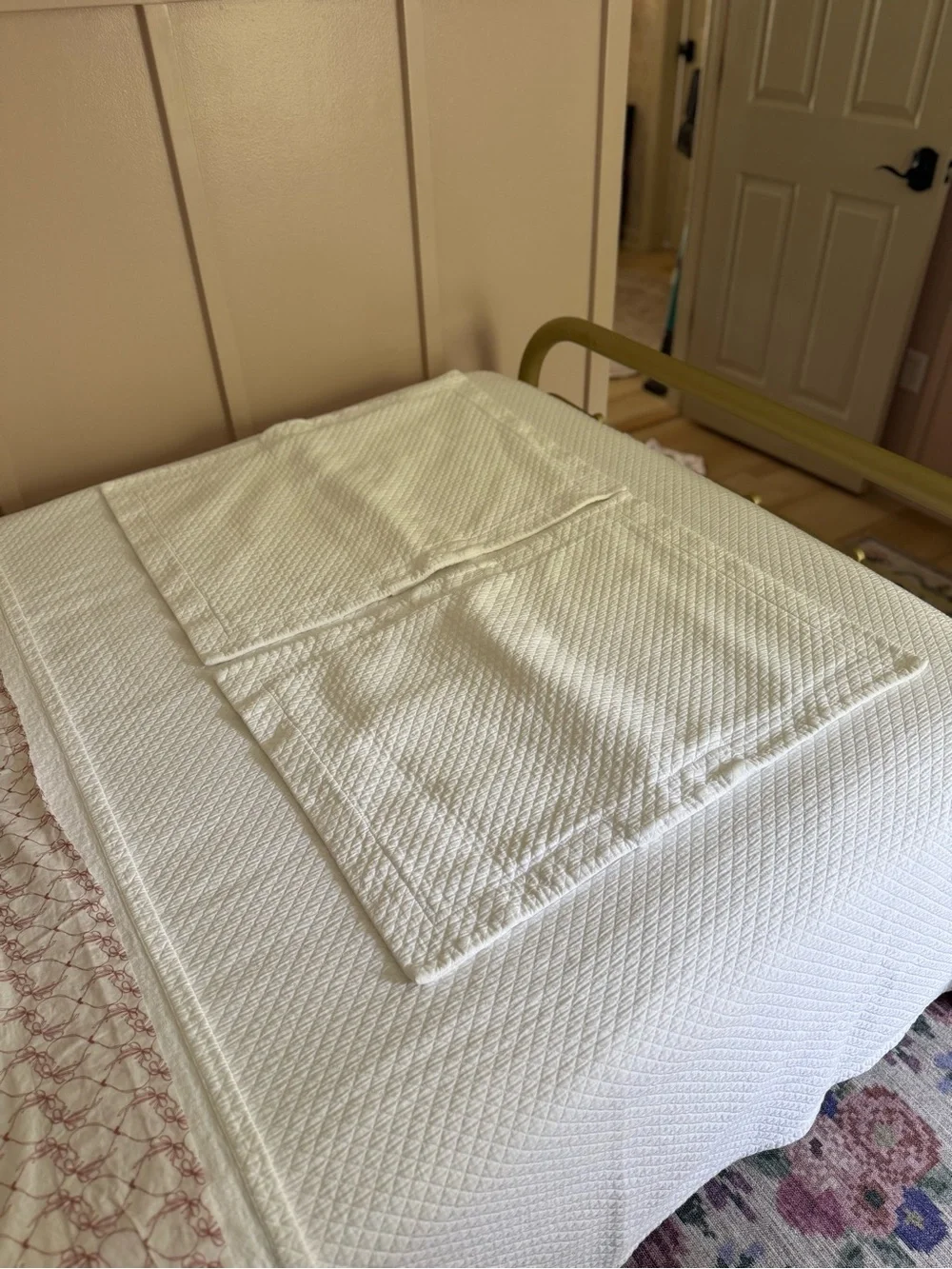 Restoration Hardware Cotton Diamond Quilted Matelassé Coverlet & Matching Shams
